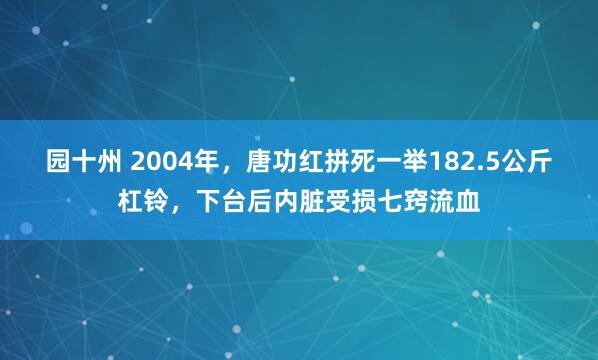园十州 2004年,唐功红拼死一举182.5公斤杠铃,下台后内脏受损七窍流血