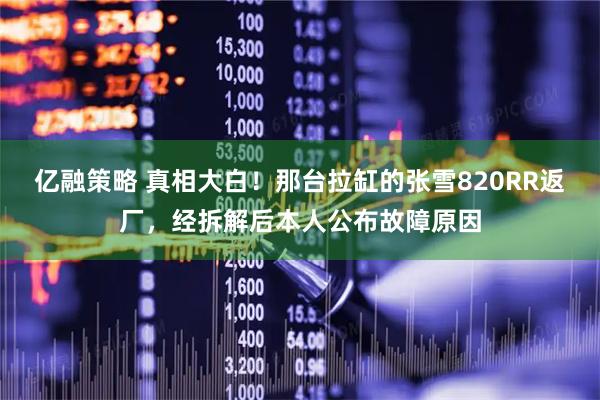 亿融策略 真相大白！那台拉缸的张雪820RR返厂，经拆解后本人公布故障原因